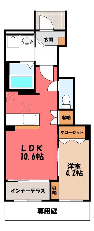 ウエストガーデン(1LDK/1階)の間取り写真