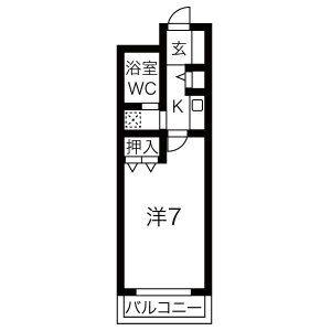 ハイツかなれ(1K/4階)の間取り写真