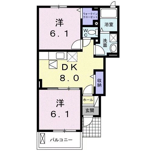 サンリット桜園 II(2DK/1階)の間取り写真