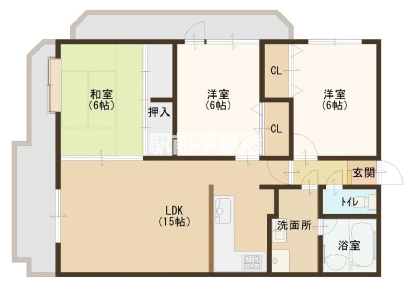 ファミール都府楼(3LDK/3階)の間取り写真