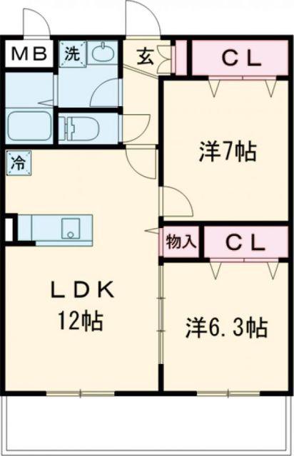 ラグゼナ千現(2LDK/1階)の間取り写真