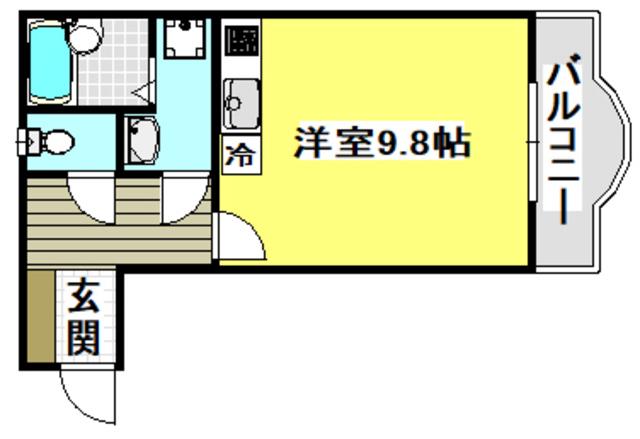 フラット34茨木(ワンルーム/3階)の間取り写真