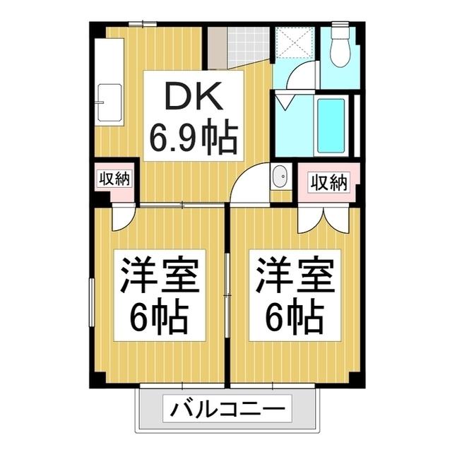 ファミールひまわり(2DK/1階)の間取り写真