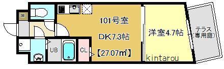 GRAND CHARIOT(1DK/1階)の間取り写真