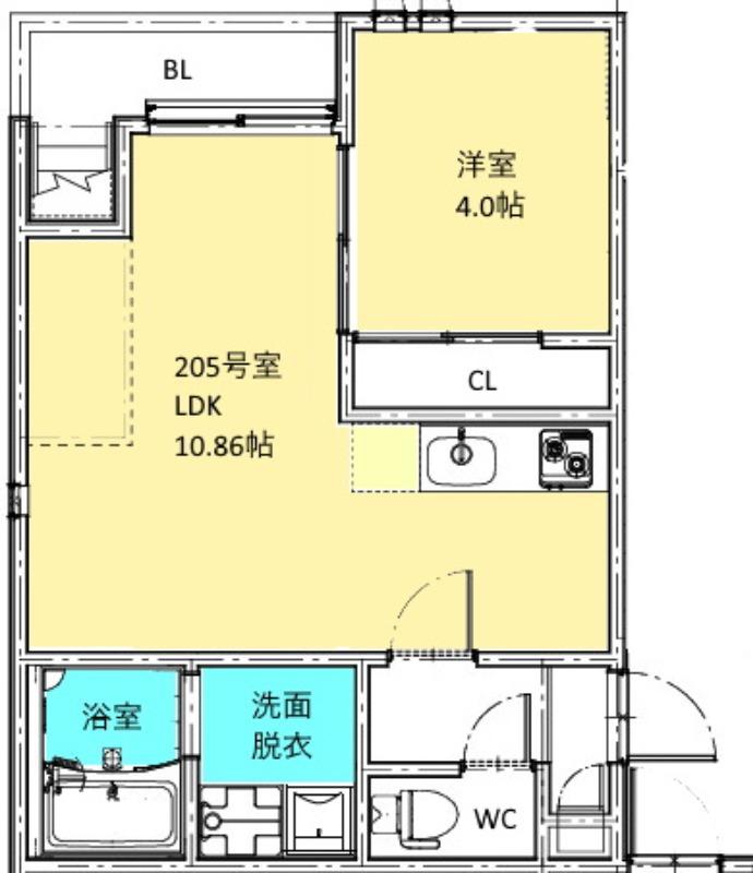 GRANDTICフロンティア(1LDK/2階)の間取り写真