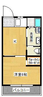 オベント森(1DK/1階)の間取り写真