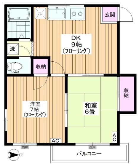ハイツやよい(2DK/1階)の間取り写真