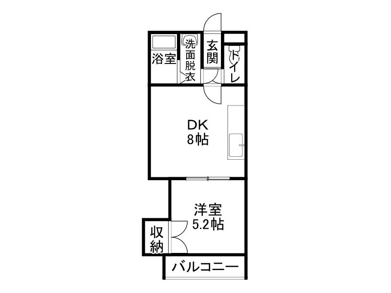 ハイグレースA(1DK/3階)の間取り写真