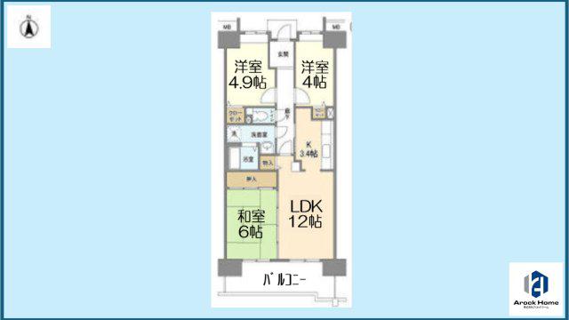 アーバンドエル八事石坂0504(3LDK/4階)の間取り写真