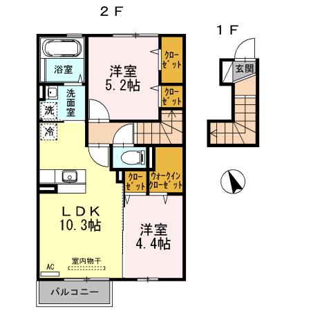 ミルキーコート(2LDK/2階)の間取り写真