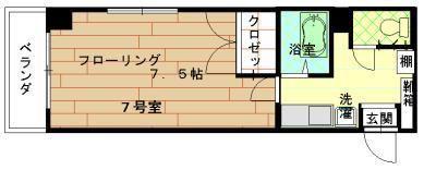 ハッピネス大濠(1K/3階)の間取り写真