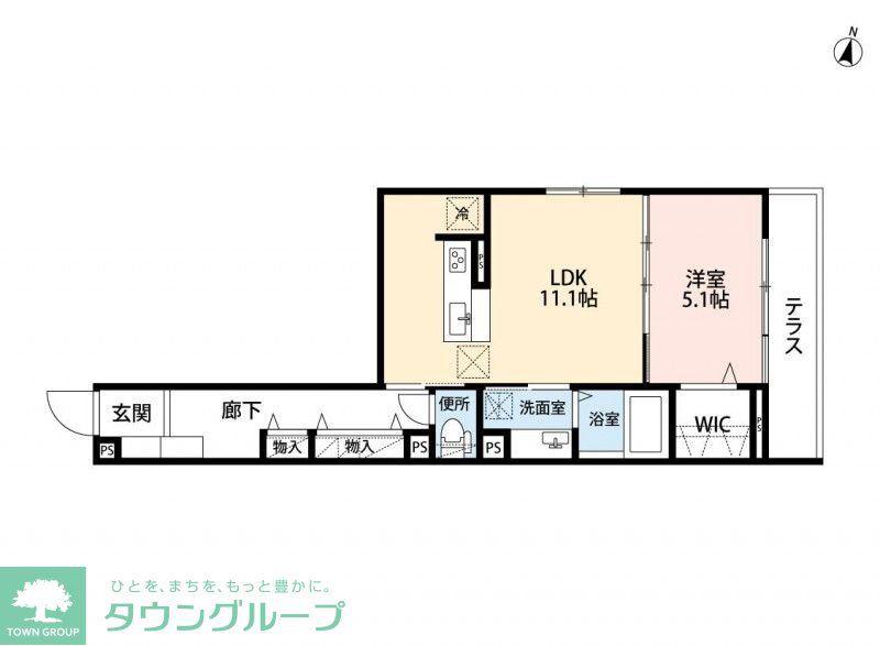 アヴァンス八潮B(1LDK/1階)の間取り写真