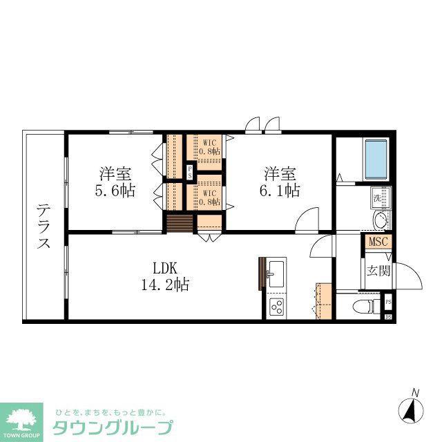 ヴェルデメゾン たまプラーザ(2LDK/1階)の間取り写真