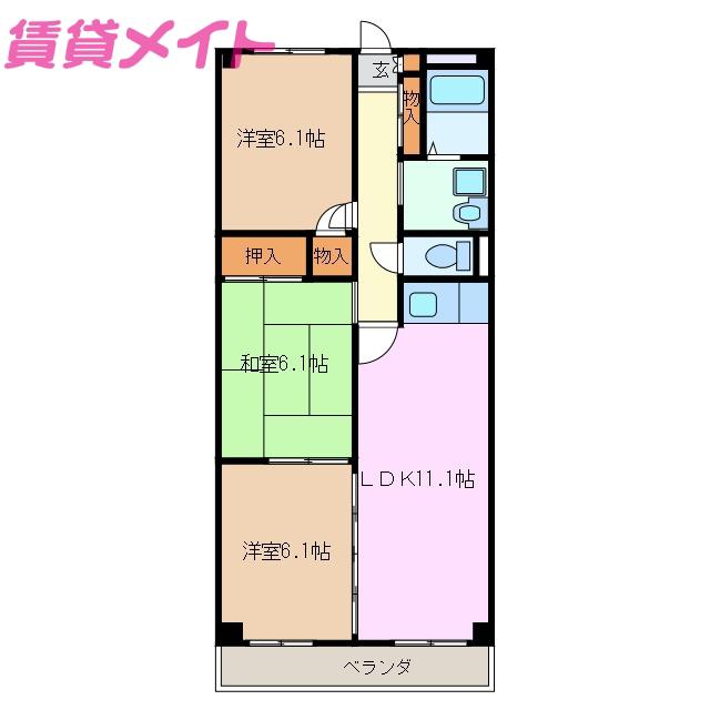 クレアージュ小杉(3LDK/1階)の間取り写真