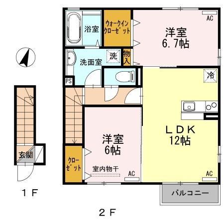 リバーシモ(2LDK/2階)の間取り写真