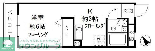 昭島コートエレガンスB(1K/3階)の間取り写真