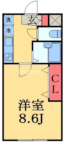 花園ヒルズ(1K/1階)の間取り写真