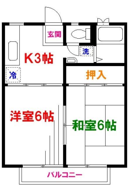 パトラハウス小金井(2K/2階)の間取り写真