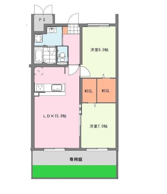 コンフォート筑紫(2LDK/1階)の間取り写真