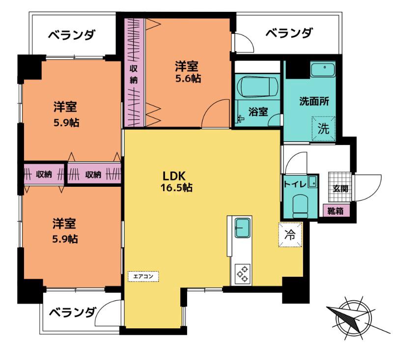 オウルハウス(3LDK/2階)の間取り写真