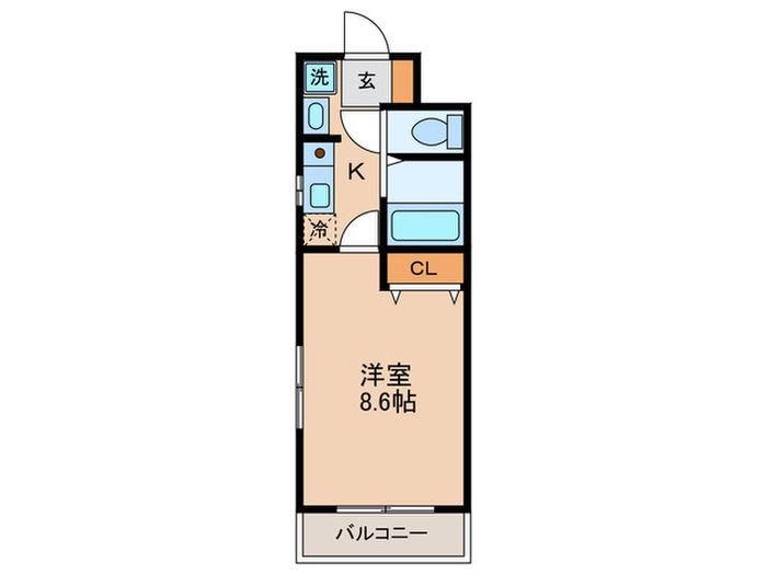 ベルージュ天空橋(1K/1階)の間取り写真