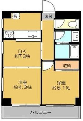 コンフォート目白台(2DK/4階)の間取り写真