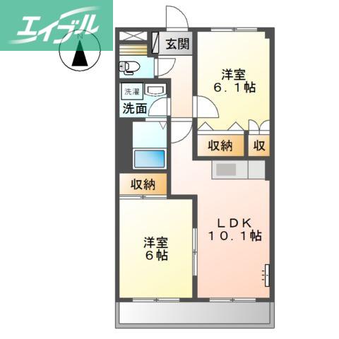ベルグランデ高柳(2LDK/5階)の間取り写真