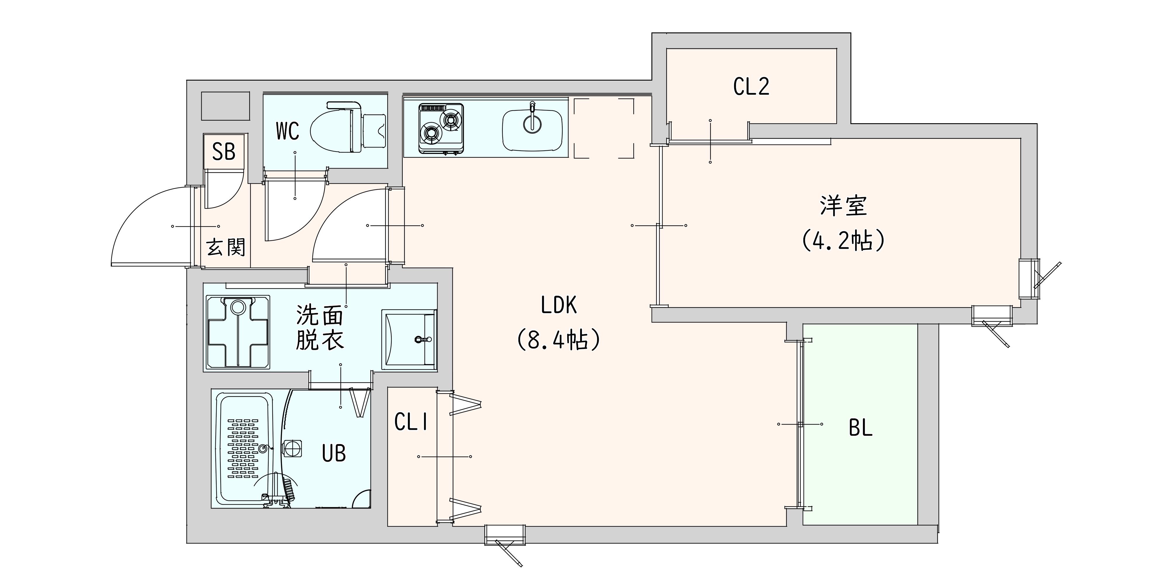 プルーム中原東(1LDK/2階)の間取り写真