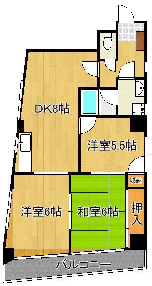 ロジュマン河越(3DK/5階)の間取り写真