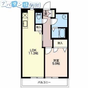 べレオ南笹口I(1LDK/3階)の間取り写真