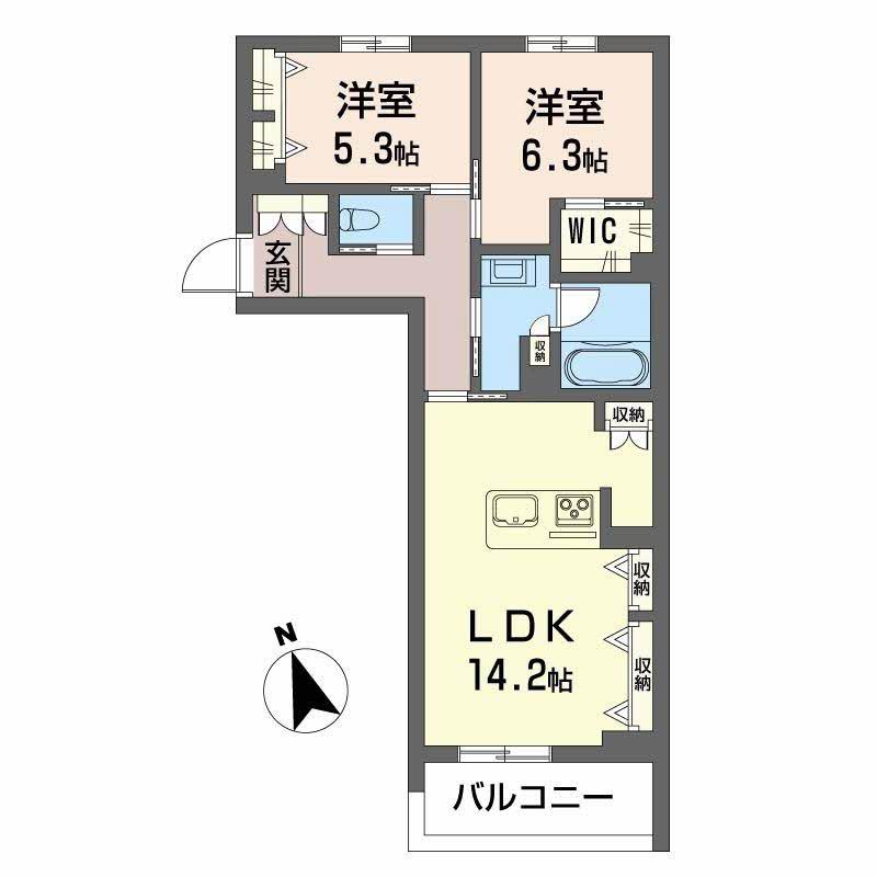 サンシャインSTN(2LDK/2階)の間取り写真
