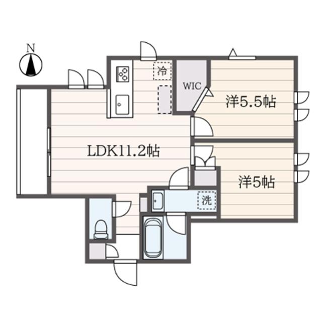 アイ・クミロン(2LDK/2階)の間取り写真