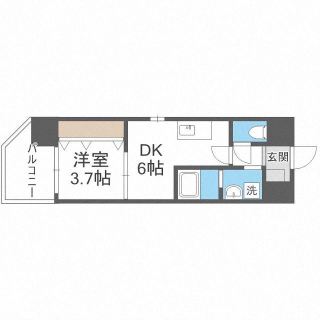 ビガーポリス412天満2丁目II(1DK/6階)の間取り写真