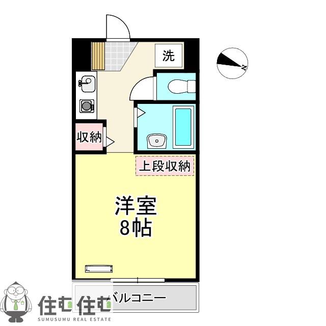 ステップVIII(ワンルーム/2階)の間取り写真