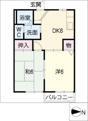 スクエア山王(2DK/1階)の間取り写真