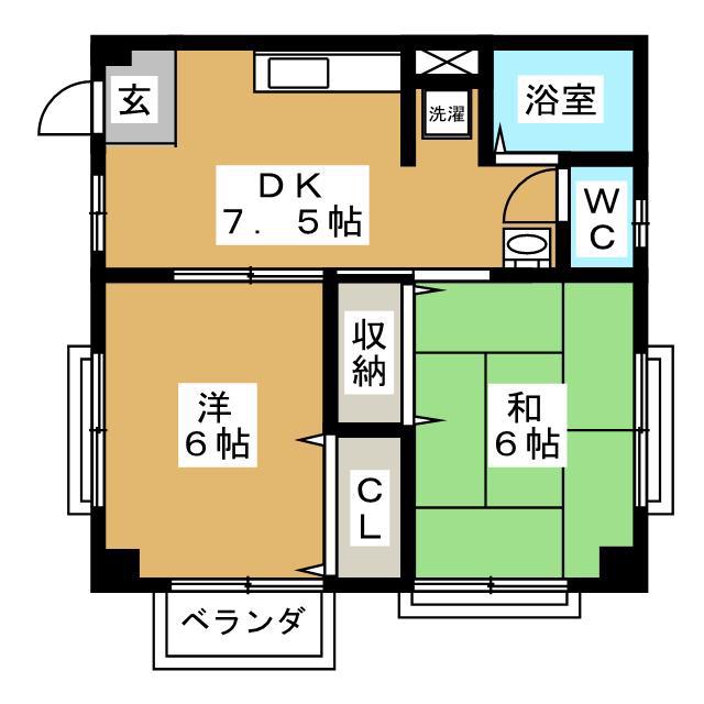 パークハイツ富士見台(2DK/3階)の間取り写真