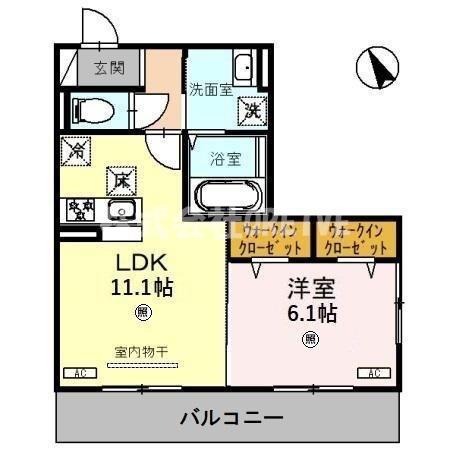 レジデンスコート栗東(1LDK/1階)の間取り写真