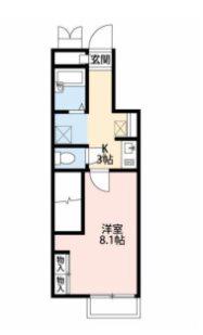 ホークII(1K/1階)の間取り写真