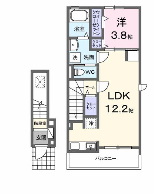 オーブリー(1LDK/2階)の間取り写真