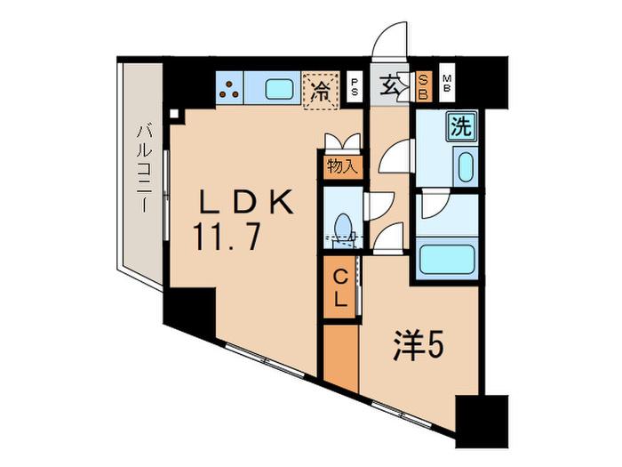 スパシエ蒲田グランドタワー(1LDK/2階)の間取り写真