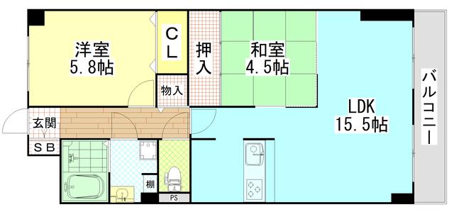 NAGARE35(2LDK/2階)の間取り写真