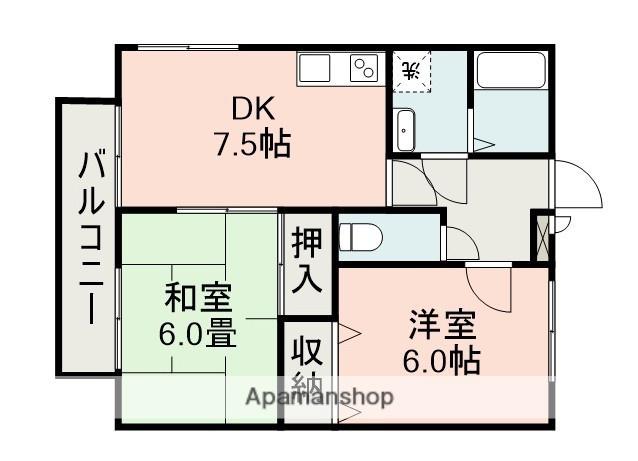 パナホーム宇宿(2DK/2階)の間取り写真