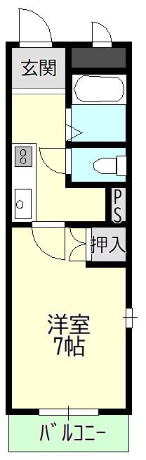 エスペランサ城土(1K/2階)の間取り写真