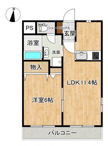 アメニティサイキ3(1LDK/3階)の間取り写真