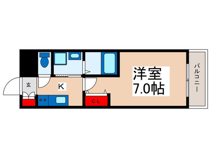 伊勝M.S浦安(1K/2階)の間取り写真