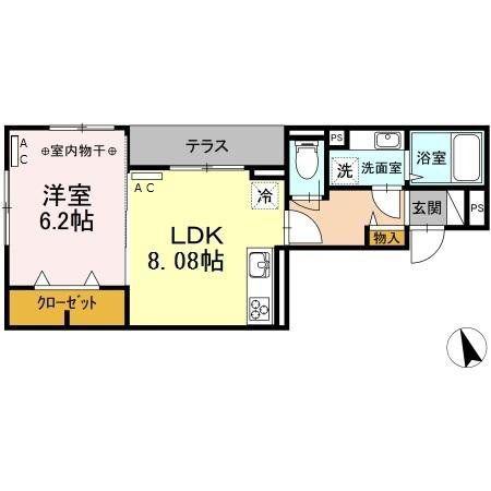 AKARENGA浅草(1LDK/1階)の間取り写真