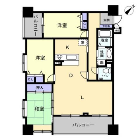 コアマンションネクステージ下通(3LDK/15階)の間取り写真
