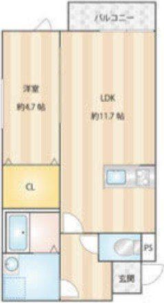 セレーナ飯塚III(1LDK/2階)の間取り写真
