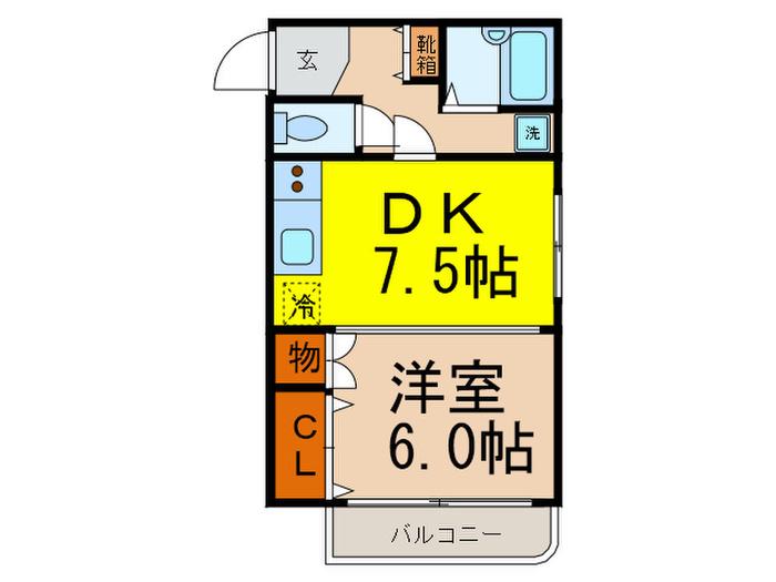 スパジオ山崎(1DK/1階)の間取り写真