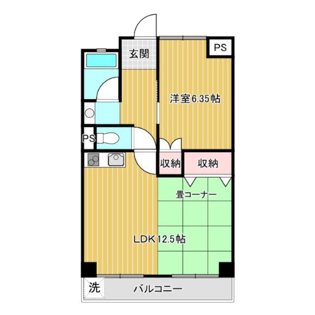 コーポ杉浦(1LDK/3階)の間取り写真
